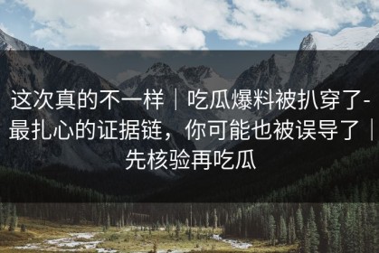 这次真的不一样｜吃瓜爆料被扒穿了-最扎心的证据链，你可能也被误导了｜先核验再吃瓜