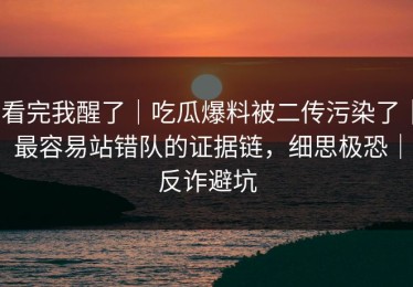 看完我醒了｜吃瓜爆料被二传污染了｜最容易站错队的证据链，细思极恐｜反诈避坑