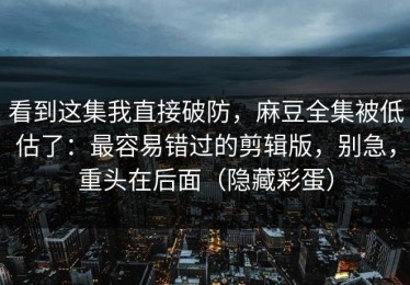 看到这集我直接破防，麻豆全集被低估了：最容易错过的剪辑版，别急，重头在后面（隐藏彩蛋）