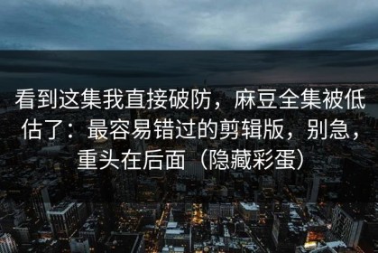 看到这集我直接破防，麻豆全集被低估了：最容易错过的剪辑版，别急，重头在后面（隐藏彩蛋）