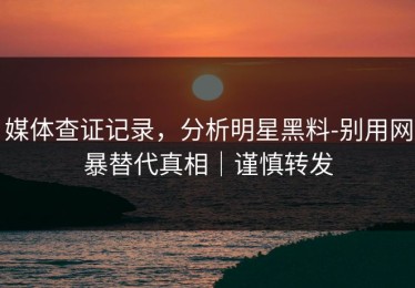媒体查证记录，分析明星黑料-别用网暴替代真相｜谨慎转发