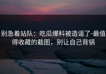 别急着站队：吃瓜爆料被造谣了-最值得收藏的截图，别让自己背锅