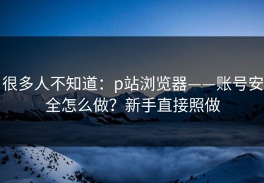 很多人不知道：p站浏览器——账号安全怎么做？新手直接照做