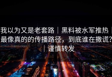 我以为又是老套路｜黑料被水军推热｜最像真的的传播路径，到底谁在撒谎？｜谨慎转发