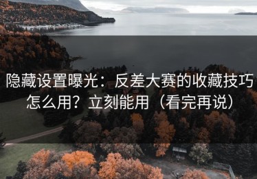 隐藏设置曝光：反差大赛的收藏技巧怎么用？立刻能用（看完再说）