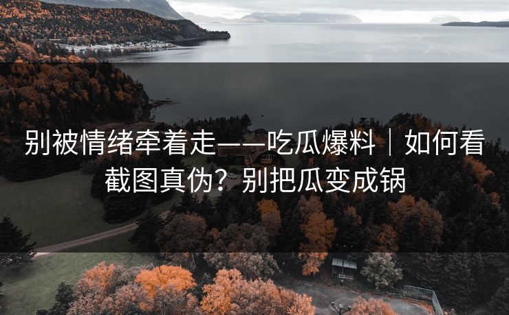 别被情绪牵着走——吃瓜爆料｜如何看截图真伪？别把瓜变成锅
