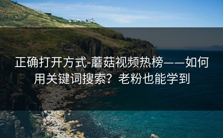 正确打开方式-蘑菇视频热榜——如何用关键词搜索？老粉也能学到