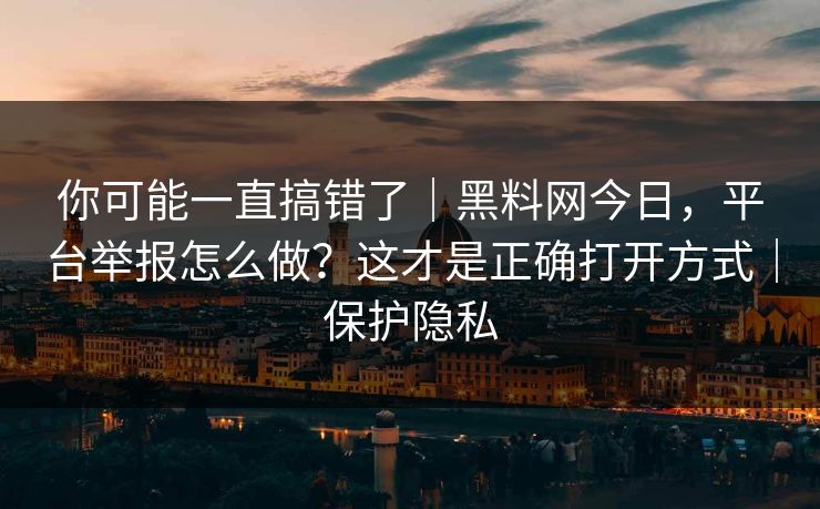 你可能一直搞错了｜黑料网今日，平台举报怎么做？这才是正确打开方式｜保护隐私