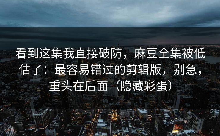 看到这集我直接破防，麻豆全集被低估了：最容易错过的剪辑版，别急，重头在后面（隐藏彩蛋）