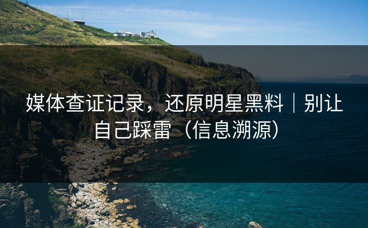 媒体查证记录，还原明星黑料｜别让自己踩雷（信息溯源）