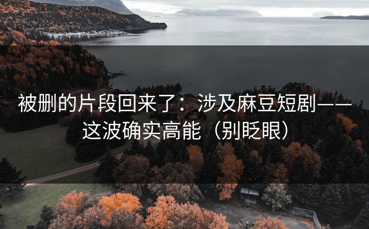被删的片段回来了：涉及麻豆短剧——这波确实高能（别眨眼）
