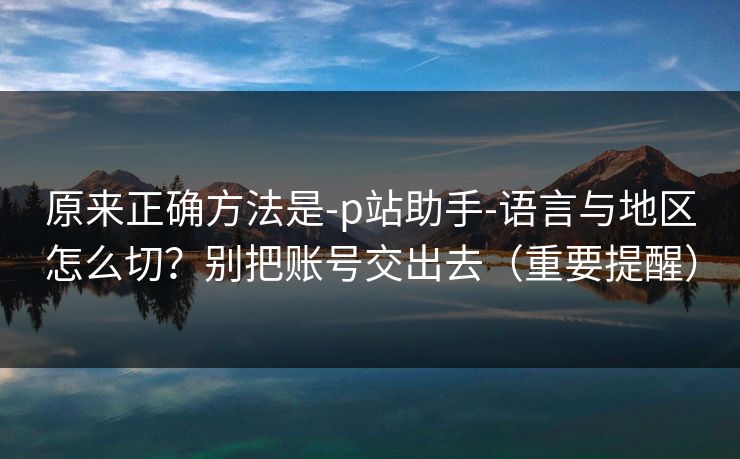 原来正确方法是-p站助手-语言与地区怎么切？别把账号交出去（重要提醒）