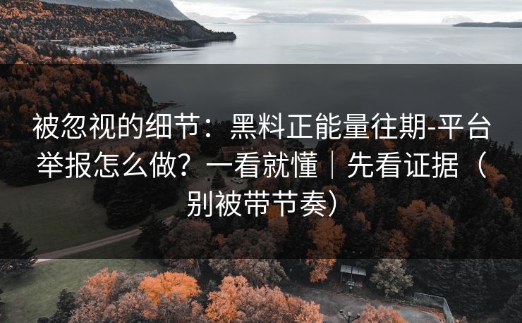 被忽视的细节：黑料正能量往期-平台举报怎么做？一看就懂｜先看证据（别被带节奏）