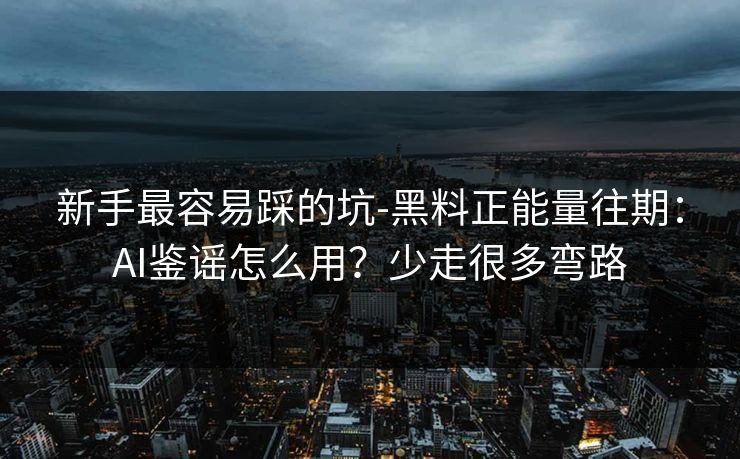 新手最容易踩的坑-黑料正能量往期：AI鉴谣怎么用？少走很多弯路