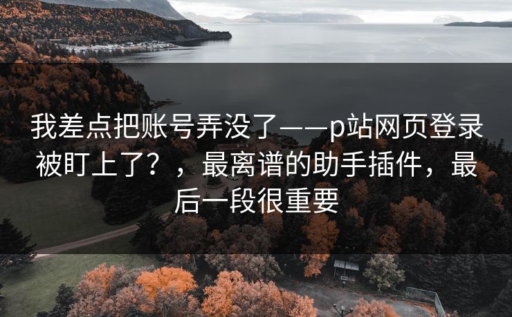 我差点把账号弄没了——p站网页登录被盯上了？，最离谱的助手插件，最后一段很重要